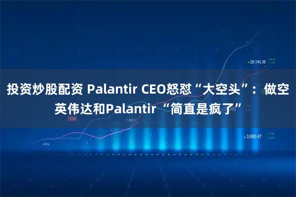 投资炒股配资 Palantir CEO怒怼“大空头”：做空英伟达和Palantir “简直是疯了”
